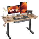 Agilestic Electric Standing Desk with Integrated Drawer, Height Adjustable Desk, Ergonomic Rising 63"x24" Wooden Desk, Sit-Stand Workstation with Memory Presets for Work Home Office, Walnut