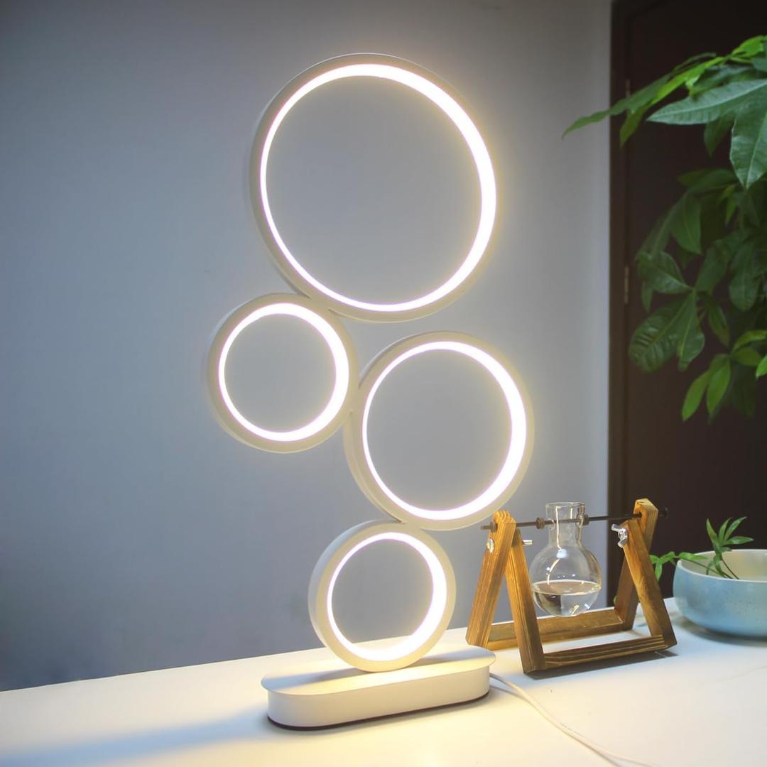 LED Table Lamp, Modern Bedside Lamps for Nightstand, 18W Dimmable LED Desk Lamp, 3 Color Nightstand Lamp Desk Light Reading Lamp for Living Room, Bedroom, Office, Study and Work - White