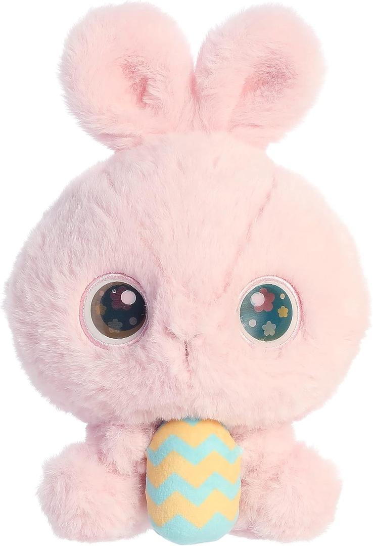 Aurora Vibrant Spring Flower Bunny Stuffed Animal - Decorative Charm - Endless Fun - Pink 6 Inches