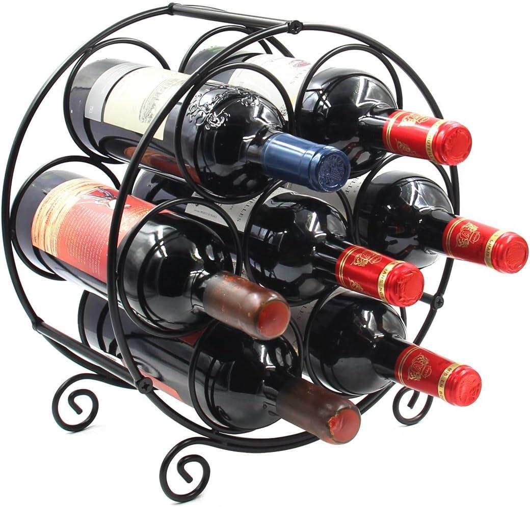 PAG 7 Bottles Freestanding Countertop Wine Rack, Metal Small Table Top Wine Rack, Drink Organizer Bottle Holder, Kitchen Organizers and Storage, Black