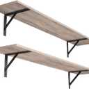DINZI LVJ Long Wall Shelves, 39.4Inch Wall Mounted Shelves Set of 2, Easy-to-Install, Wall Storage Ledges with Sturdy Metal Brackets for Living Room, Bathroom, Bedroom, Kitchen, Greige