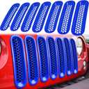 7PCS Front Grill Mesh Inserts for Jeep Wrangler JK JKU Unlimited 2007 2008 2009 2010 2011 2012 2013 2014 2015 2016 2017 2018 Grille Guard Cover Trim Clip-in Exterior Accessories (Matte Blue)