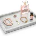 HAMAKAWA Large Natural Marble Bathroom Vanity Tray 12 inch, Carrara White Stone Jewelry Tray, Rectangle Sink Trays, Modern Tank Trays, Countertop Organizer for Soap Dispenser, Kitchen, Home Decor