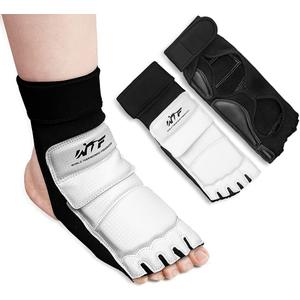 LangRay Taekwondo Sparring Gear Protector Karate Boxing Sparring Guard, Martial Arts Protective Foot Gear for Kung Fu Punch Bag Kickboxing MMA Training, Large White