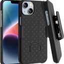 Fingic Compatible with iPhone 14 Case, iPhone 13 Belt Clip Holster Case Slim Combo Shell with Kickstand Swivel Belt Clip Holster Rugged Protective Cover for iPhone 14 5G/13 5G 6.1 inch - Black