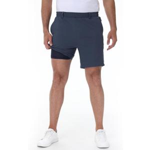 Mens Casual Khaki Golf Shorts 7 Inch Inseam Regular Fit Built-in Liner Stretch Elastic Waistband Zipper Pockets No Pill (Gray)