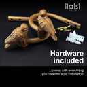 Curtain Drapery Holdbacks with Resin Bird, Wall Mount Drapery Hooks Holders, Set of 2, Wood Color, Suitable for Drywall