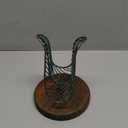 OwlGift Freestanding Modern Napkin Holder w/Golden Turquoise Wrought Iron Leaf & Brown Wooden Base Design, Tabletop Tissue Dispenser, Napkin Storage Organizer