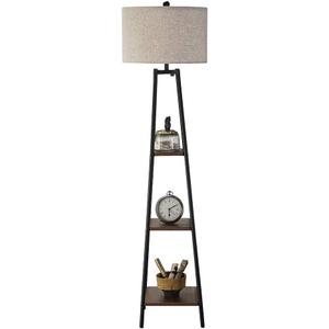 Floor Lamp, Standing Reading Light with Shelves and Fabric Shade, Modern Tall Pole Lamp, Accent Furniture Dcor Lighting for Living Room, Bedrooms