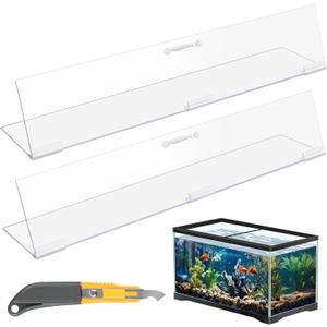 Sieral Aquarium Lids Polycarbonate Canopy 2 Pieces Set 16.87 x 16.87 x 0.12 Inch for 50/65/84 Gallon with Center Brace Aquariums Cover Fish Tank Lid with a Hook Knife, Clear