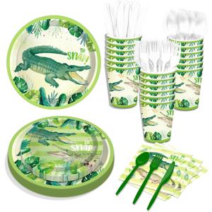 116 Ps Crocodile Party Supplies 16 Guests Crocodile Party Decorations Including Crocodiles Partys Paper Plates Dinner Plates Napkins Cups Set