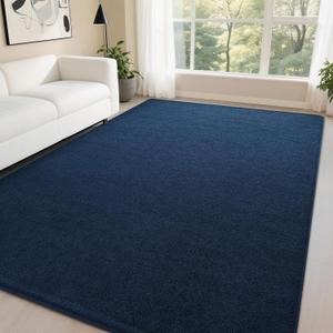 DweIke 4x6 Navy Blue Rugs for Bedroom Living Room, Soft Fluffy Washable Low Pile Solid Color Rug, Non-Slip Throw Carpets for Kids Boys Girls Dorms Nursery Classroom Home Decor