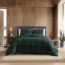 Eddie Bauer - Twin Duvet Cover Set, Reversible Flannel Bedding Set with Matching Sham, Medium-Weight, Dorm Essentials (Woodland Tartan Green)