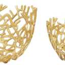 Deco 79 Aluminum Metal Coral Handmade Decorative Bowl Decorative Bowl Cutout Decorative Containers, Set of 2 Decorative Keepsake Boxes 14", 12"W, Gold
