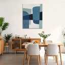 ZHENGYIN Blue Gray Abstract Wall Art, Mid Century Geometric Oil Painting, Minimalist Wall Decor for Living Room Bedroom Office 32x40 Inch