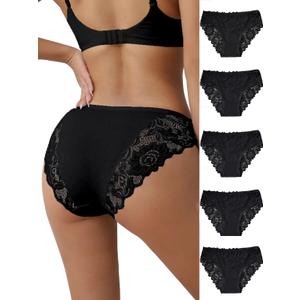 everyjoys Sexy Underwear Lace Panties for Women Bikini Underwear Hipster Underpants Lace Soft Breathe Briefs Multipack 5-Pack