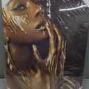 daktenn Canvas Wall Art African American Women Wall Decor Black Woman Yellow Hair Beauty Abstract Painting Canvas Prints Living Room Bedroom Bathroom Home Decoration African Wall Art, 18x24 Inches