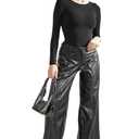 SUUKSESS Women Crew Neck Long Sleeve Bodysuit Sexy Thong Bodysuit Shirts (Black, S)