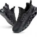 Furuian Steel Toe Sneakers for Men Women Lightweight Safety Shoes Comfortable Puncture Proof Slip On Indestructible Work Shoes, Black, 11