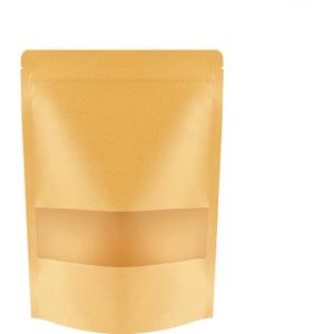 100 Pcs Kraft Stand Up Pouches 3.5 x 5.5 Inch Resealable Zip Lock Food Storage Bags with Matte Window for Packaging