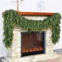 Christmas Cedar Garland - 5ft Artificial Cedar Garland Faux Lush Green Fake Pine Needles for Fireplace,Table,Window,Stairs,Mante,Holiday Indoor Outdoor Xmas Decor(2PCS)