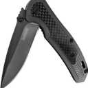 Kershaw Fringe Pocket Knife, 3-inch 8Cr13MoV Steel Blade with Gray Titanium Carbo-Nitride Coating, Carbon-Fiber Insert; SpeedSafe Assisted Opening, 8310