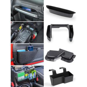 Savadicar 4 Pack Center Console Organizer, Interior Storage Accessories for 2011-2018 Jeep Wrangler JK JKU, Maximize in-car Space with ABS Storage Kits, Black