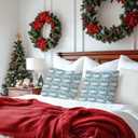 Vintage Blue Christmas Sweater Pillow Covers 18x18, Holiday Winter Snowflake Christmas Sewing Quilting Decorative Throw Pillow Covers for Couch Sofa Bedroom Living Room Home