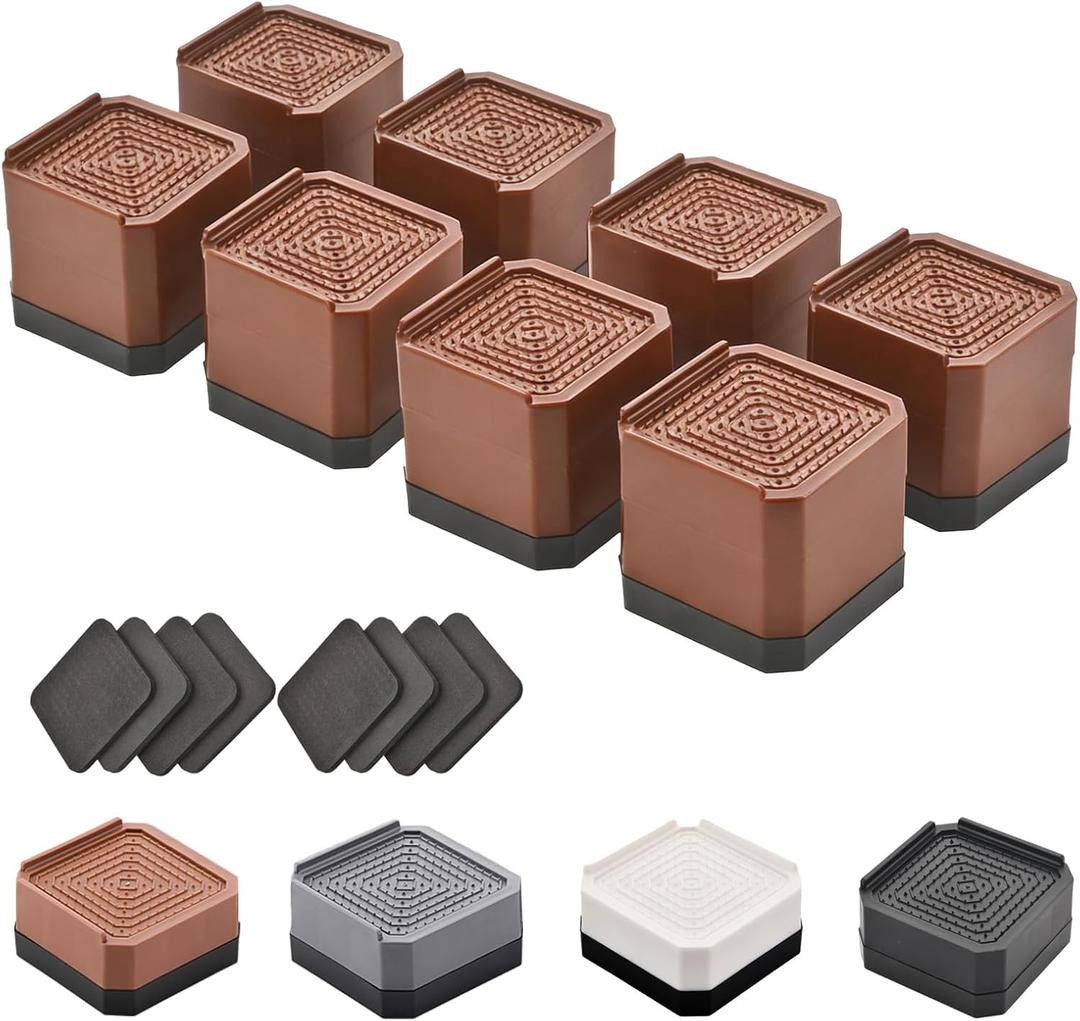 EclatBain Bed Risers Furniture Risers Heavy-Duty Rectangular Adjustable Block 8 Pack Lift to 3 inches and 4.3 inches Desk, Sofa, Chair Legs, Refrigerator, Washing Machine Support up to 4000 pounds