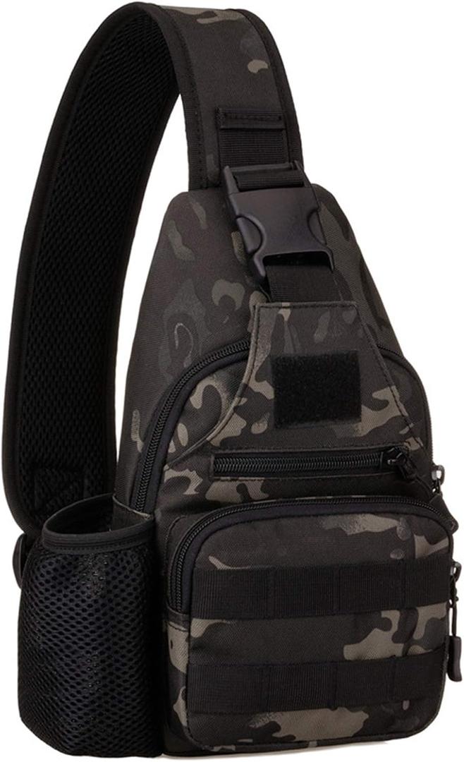 BAIGIO Tactical Sling Backpack Bag for Men Molle Crossbody Shoulder Bags Military EDC Chest Pack One Strap Daypack (Camo Black)