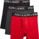 RALPH LAUREN Men's 4D Flex Cooling Microfiber Boxer Briefs, Charcoal Grey/Polo Black, Red/Polo Black, Polo Black/Red, Medium