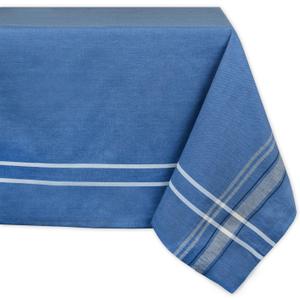 DII French Stripe Tabletop Collection Farmhouse Style Dining Table Linen Tablecloth, 60x120, Blue Chambray