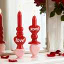 WDS WONDROUS Flameless Heart Candles Set of 2, Red LED Valentine's Day Candles - Battery Operated Love & XOXO Heart Shaped Candle for Home Decor, Wedding, Gift for Her