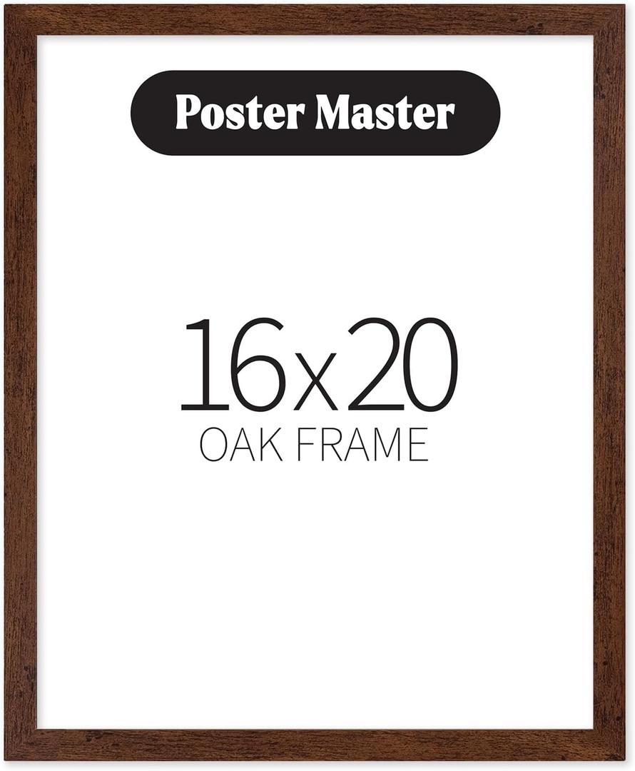 Poster Master 16"x20" Dark Brown Wood Frames - 16x20 Poster Frames - Frame for Wall Art, Poster & Photo - 16x20 Frame Wood - Art Frames 16x20 - Wood Poster Sized Frame to Fit 16x20 Picture - Pack of 1