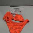 MakeMeChic Women's Polka Dots Triangle Thong Bikini Sets Floral Cute Bathing Suit Swimsuits, Coral, Medium