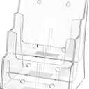 KTRIO Acrylic Brochure Holder 8.5x11 Inch, 3 Tier Literature Display Stand Clear Magazine Holder with Removable Divider for 4-inch Pamphlet, Flyers, Trifold Booklet, Wall Mount & Countertop, 1 Pack