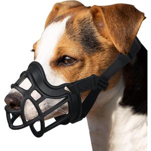 BARKLESS Dog Muzzle, Basket Muzzle Anti Biting Chewing, Sturdy Lightweight Cage Mouth Cover for Small Medium Large Sized Dogs, Allows Panting Drinking, Suitable for Grooming Trimming Training (2 (Snout 8-9"), Black)