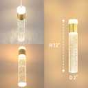 4-Light Gold Pendant Lights Kitchen Island Modern LED Gold Crystal Column Chandeliers Dimmable Crystal Ceiling Light for Dinning Room Living Room 32W