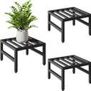 IBUYKE 3 Pack Metal Plant Stand Indoor Outdoor, Heavy Duty Small Flower Pot Stand, Modern Square Plant Shelf Flower Stand for Living Room Patio Balcony Garden, Black TMJ075B-3