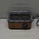 Annie & Mia Design Stainless Steel Electric Rapid Egg Cooker, 8 Egg Capacity 500W, Soft/Medium/Hard Boiled Egg Boiler Poacher Steamer Omelet Maker, Knob Auto Shut-Off, with Recipe Guide Book (Gold)