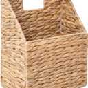 2pcs GYASVWU Foldable Water Hyacinth Hanging Baskets, Collapsible Wicker Wall Baskets with Handle, Woven Hanging Basket, Front Door Basket for Flower/Fruit/Mail/Magazine/Files Storage (Water Hyacinth)