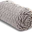 Americanflat 100% Cotton Throw Blanket for Couch - 50x60 in - All Seasons Neutral Lightweight Cozy Soft Blankets & Throws for Bed, Sofa or Chair. Indoor or Outdoor Use [Black Cream Chevron]