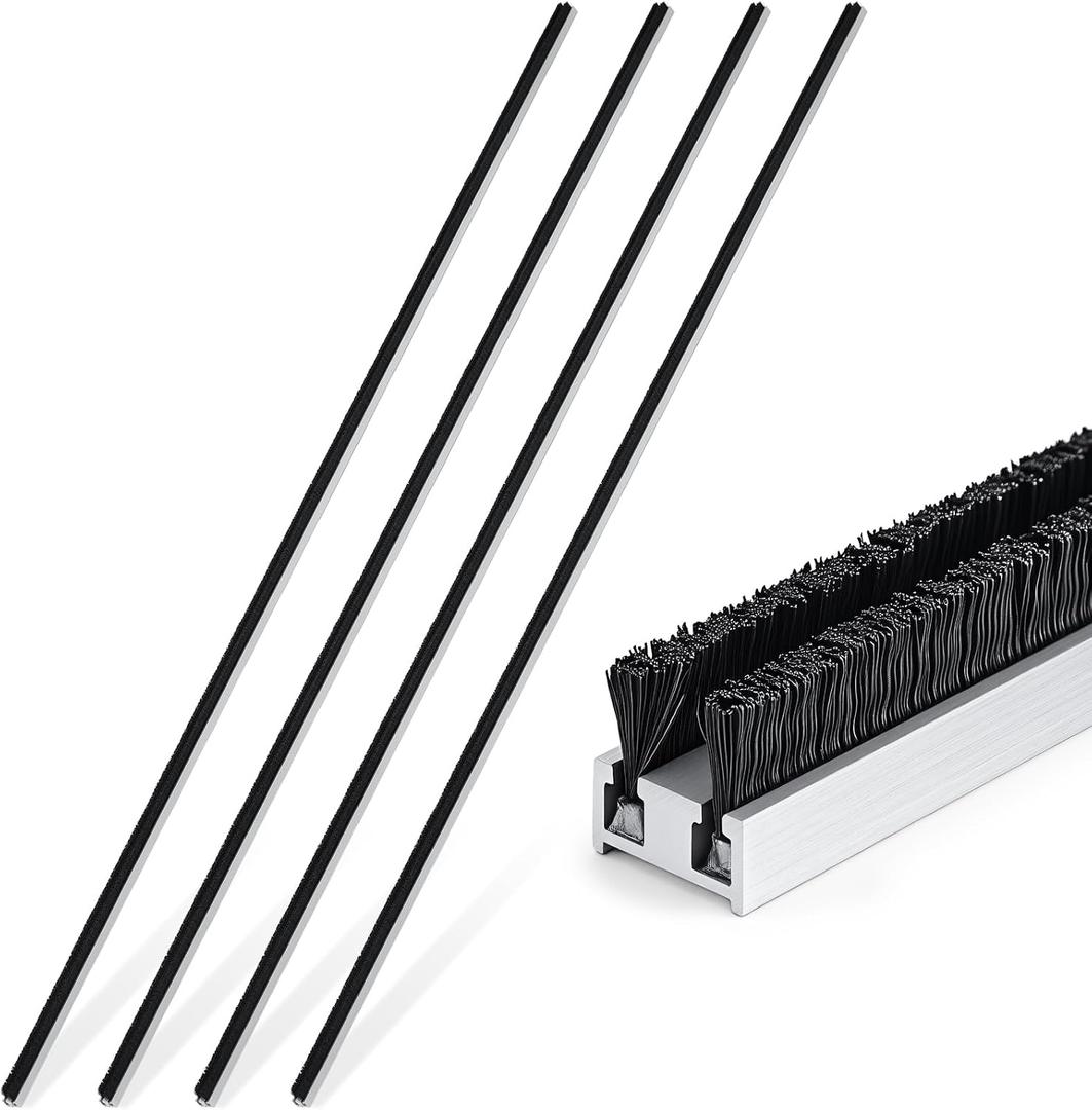 Pushglossy 4 Pcs 42 Inch Commercial Door Weather Stripping 1/2" W x 9/32" H Astragal Weatherstripping for Commercial Entrance Door Seal