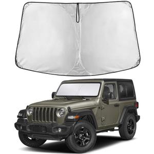 EcoNour Windshield Sunshade for Jeep Wrangler & Gladiator 2018-2024 2025 2026, Sun Visor for Front Windshield & Window Sun Shade Cover, UV Heat Blocker & Protector, Car Accessories