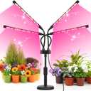 Grow Lights for Indoor Plants, Four Head LED Grow Light with Full Spectrum, Red White Spectrum for Indoor Plant Lamp, Adjustable Gooseneck, Suitable for Vegetation
