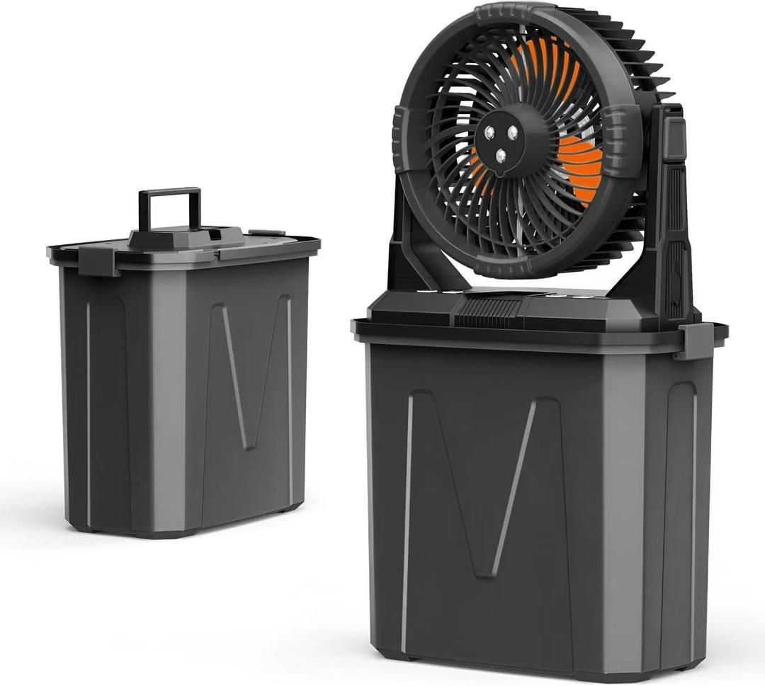 Portable Misting Fan with 9L Tank & 20,000mAh Battery - 3-Speed Outdoor Cooling for Patio, Camping, Golf Cart - 8H Mist, Lightweight 3.7lbs (black)