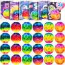 24 Pcs Valentine’s Day Gift Moon Bouncy Balls Bulk with Cards Multicolored Stress Space Balls Party Favors School Classroom Exchanges Goodie Bags Outdoor Sport Toys for Toddlers Boys Girls Kids Teens