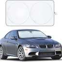 EcoNour Car Windshield Sunshade | Blocks 99% Heat & Keeps Interior Cool | Universal Fits Cars, SUVs, Trucks | Automotive Sun Screen, Visor & Car Accessories for Summer | Medium (64x32 Inches)