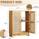 Jueraori WiFi Router Storage Cabinet with Adjustable Shelves, 2-Tier Bamboo Rattan Standing Modem Organizer Box for Home & Office, No Back Panel, 27.6" x 19.7" x 9.8"