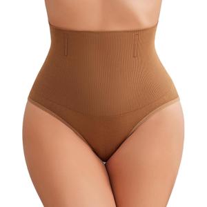Avidlove Tummy Control Thong Shapewear for Women High Waist Shaping Underwear Seamless Body Shaper Panties (Brown, L)